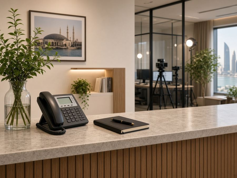 Contact desk at Anidryanke Newsroom in Abu Dhabi